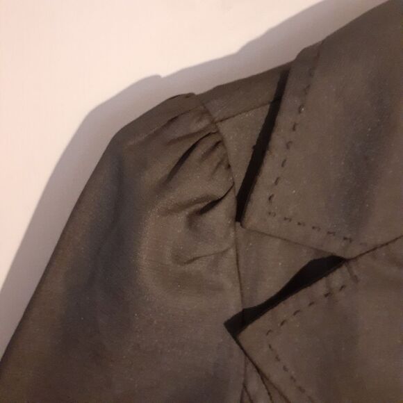 Feminine charcoal gray trench coat double breasted fits 3 4 small fall raincoat - Picture 11 of 15